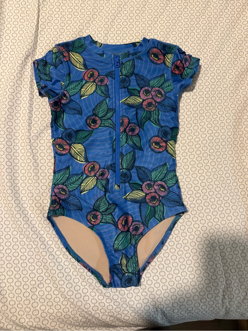 Tea Collection Blue Floral Zip-Front One-Piece